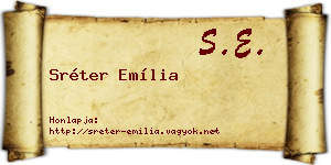 Sréter Emília névjegykártya
